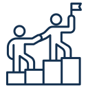 a logo that shows a person mentoring another